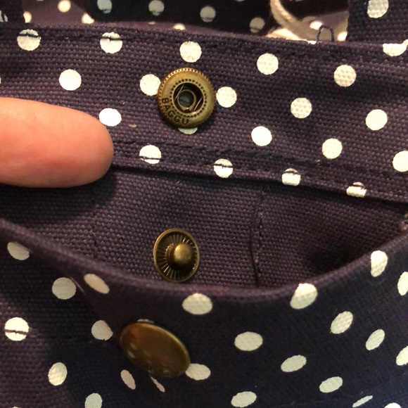 BAGGU Duck Tote Shoulder Crossbody Handle Tote PolkaDot Blue White Classic NEW - Picture 10 of 16